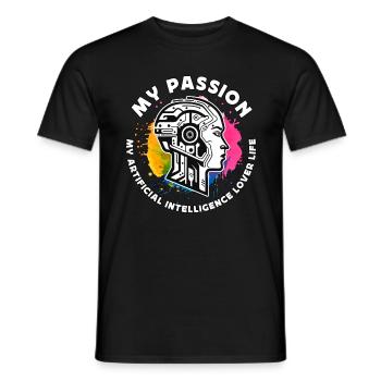 Intelligence artificielle Ma passion Mon programmeur - T-shirt homme - noir - Devant - AI Model Male 178 light (178cm)