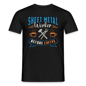 Sheet Metal Worker Before Metal Work Coffee Lover - Men's T-Shirt - black - Front - AI Model Male 178 light (178cm)