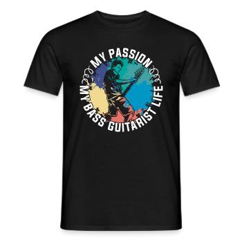 Bass Guitarist My Passion My Bass Electric Guitar - Männer T-Shirt - Schwarz - Vorne - AI Model Male 178 light (178cm)