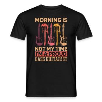 Bass Guitar Morning Is Not My Time Guitare basse - T-shirt homme - noir - Devant - AI Model Male 178 light (178cm)