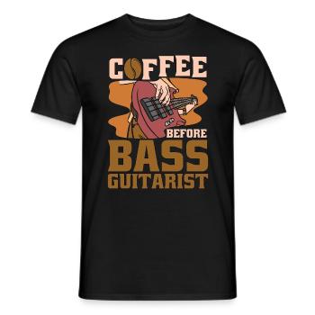 Bassiste Coffee Guitare électrique Coffee Lover - T-shirt homme - noir - Devant - AI Model Male 178 light (178cm)