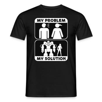 Robotics Lover My Problem My Pictogram Mom Dad - Men's T-Shirt - black - Front - AI Model Male 178 light (178cm)