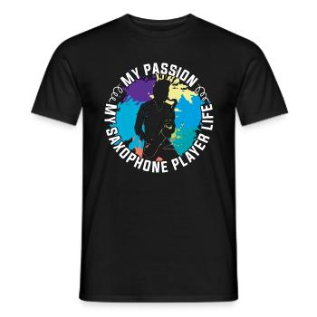 Saxophoniste Ma Passion Mon Instrument à Vent - T-shirt homme - noir - Devant - AI Model Male 178 light (178cm)