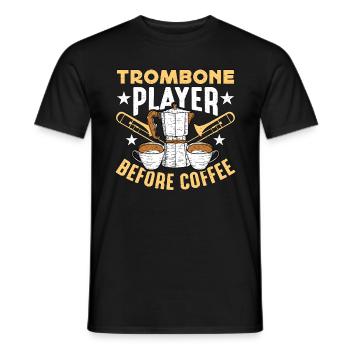 Joueur de trombone avant la fanfare amateur de café - T-shirt homme - noir - Devant - AI Model Male 178 light (178cm)