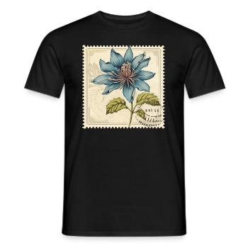 Timbre-poste Vintage fleur de Turquoise - T-shirt homme - noir - Devant - AI Model Male 178 light (178cm)