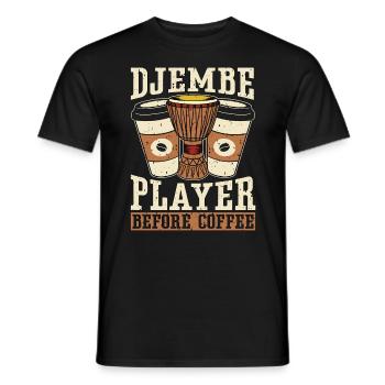 Djembe Player Before Coffee Drumming Coffee Lover - Men's T-Shirt - black - Front - AI Model Male 178 light (178cm)