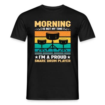 Snare Drum Player Morning Is Not My Time Drumming - Men's T-Shirt - black - Front - AI Model Male 178 light (178cm)