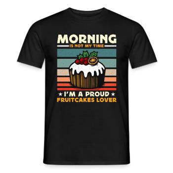 Amateur de gâteaux aux fruits Le matin n’est pas mon heure Desserts - T-shirt homme - noir - Devant - AI Model Male 178 light (178cm)