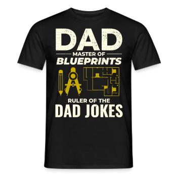 Architect : Master of Blueprints and Dad Jokes 📐 - Men's T-Shirt - black - Front - AI Model Male 178 light (178cm)