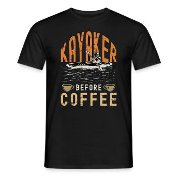 Kayaker Before Coffee Water Sports Coffee Lover - Men's T-Shirt - black - Front - AI Model Male 178 light (178cm)