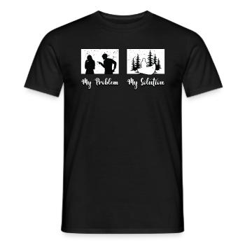 Kayakiste Mon problème Ma solution Pictogramme Maman Papa - T-shirt homme - noir - Devant - AI Model Male 178 light (178cm)