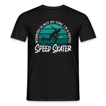 patineur de vitesse Le matin n’est pas mon heure de patinage sur glace - T-shirt homme - noir - Devant - AI Model Male 178 light (178cm)