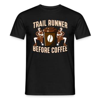 Trail Runner Before Coffee Running Coffee Lover - Men's T-Shirt - black - Front - AI Model Male 178 light (178cm)