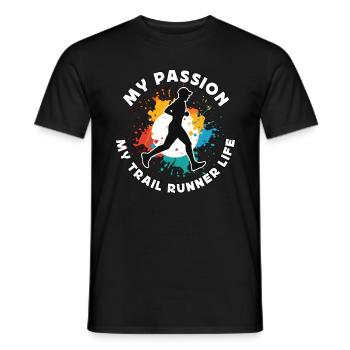 Trail Runner My Passion My Trail Runner Trail Race - Men's T-Shirt - black - Front - AI Model Male 178 light (178cm)