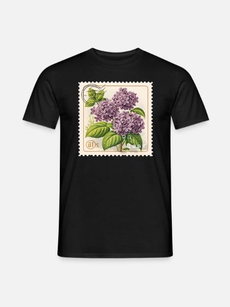 Vintage Postage Stamp Violet Flowers - Men's T-Shirt - black