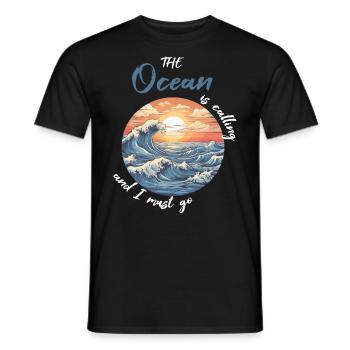 The Ocean is Calling and I Must Go Sommer Ozean - Männer T-Shirt - Schwarz - Vorne - AI Model Male 178 light (178cm)