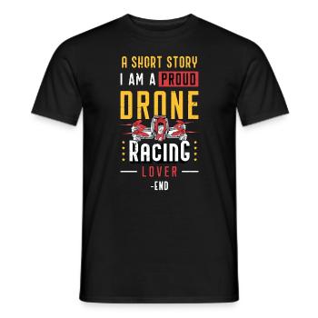 Amateur de courses de drones Une histoire courte Je suis pilote de drone - T-shirt homme - noir - Devant - AI Model Male 178 light (178cm)