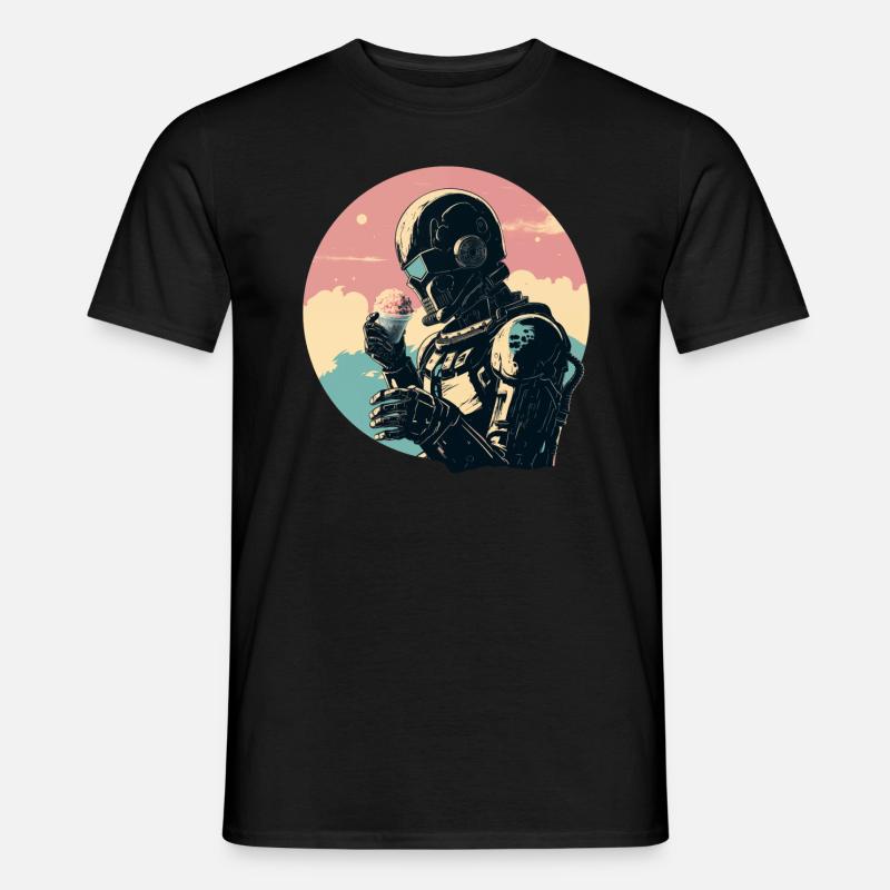 Roboter mit Eis - Männer T-Shirt - Schwarz