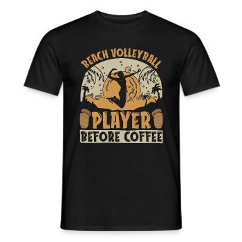 Joueur de beach-volley avant le café Volleyballer - T-shirt homme - noir - Devant - AI Model Male 178 light (178cm)
