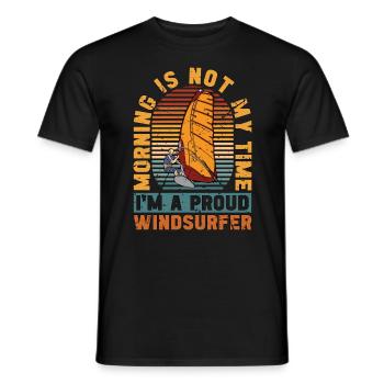 Windsurfer Morning Is Not My Time, je suis un surboarder - T-shirt homme - noir - Devant - AI Model Male 178 light (178cm)