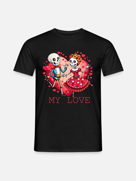 Love Woman Man Couple Dancing Heart Happy Two - Men's T-Shirt - black