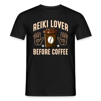 Amateur de Reiki Avant le Café Méditation Amateur de café - T-shirt homme - noir - Devant - AI Model Male 178 light (178cm)