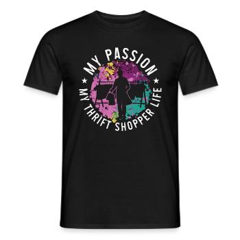 Friperie Ma passion Ma friperie Puces - T-shirt homme - noir - Devant - AI Model Male 178 light (178cm)