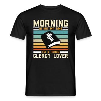 Le matin n’est pas mon heure, je suis pasteur - T-shirt homme - noir - Devant - AI Model Male 178 light (178cm)