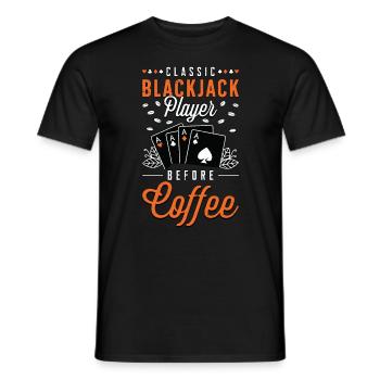 Joueur de Blackjack classique avant le café du jeu de cartes - T-shirt homme - noir - Devant - AI Model Male 178 light (178cm)