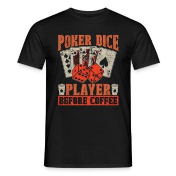 Joueur de dés de poker avant les dés de café amateur de café - T-shirt homme - noir - Devant - AI Model Male 178 light (178cm)