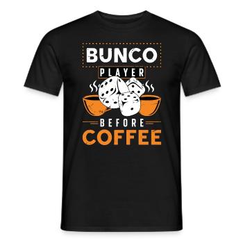 Bunco Player Before Coffee Game Night Coffee Lover - Men's T-Shirt - black - Front - AI Model Male 178 light (178cm)