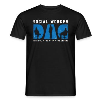 Travailleur social Papa L’idole Le mythe Travail social - T-shirt homme - noir - Devant - AI Model Male 178 light (178cm)