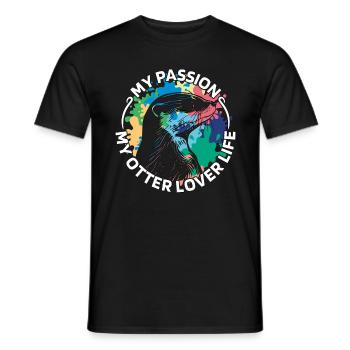 Otter Lover My Passion My Otter Animal Welfare - Männer T-Shirt - Schwarz - Vorne - AI Model Male 178 light (178cm)