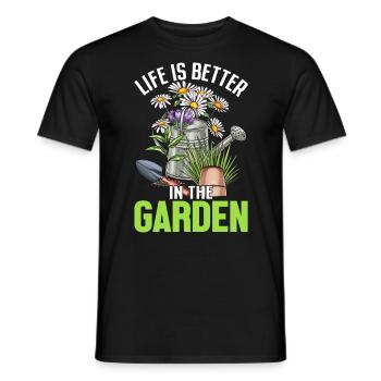 La vie est meilleure dans le jardin Pot tête plante drôle - T-shirt homme - noir - Devant - AI Model Male 178 light (178cm)