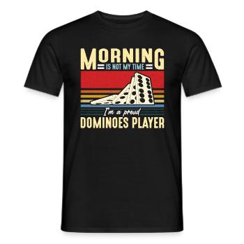 Dominoes Player Morning Is Not My Time Domino Game - Men's T-Shirt - black - Front - AI Model Male 178 light (178cm)