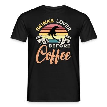 Amateur de scinques avant le café Reptiles Amateur de café - T-shirt homme - noir - Devant - AI Model Male 178 light (178cm)