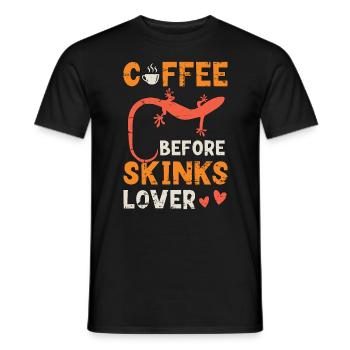 Skinks Lover Coffee Before Lizard Coffee Lover - Männer T-Shirt - Schwarz - Vorne - AI Model Male 178 light (178cm)