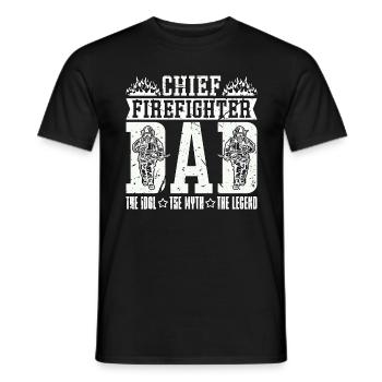 Chief Firefighter Dad The Idol The Myth Fireman - Men's T-Shirt - black - Front - AI Model Male 178 light (178cm)