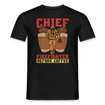 Chief Firefighter Before Fire Service Coffee Lover - Men's T-Shirt - black - Front - AI Model Male 178 light (178cm)