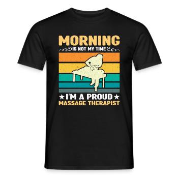 Massothérapeute Le matin n’est pas mon heure Physio - T-shirt homme - noir - Devant - AI Model Male 178 light (178cm)