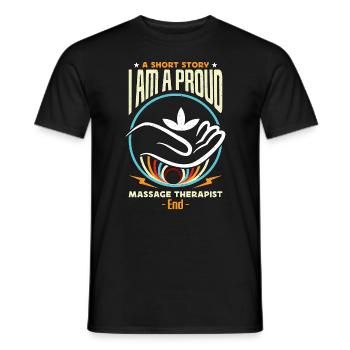 Massothérapeute Une petite histoire Je suis thérapeute - T-shirt homme - noir - Devant - AI Model Male 178 light (178cm)