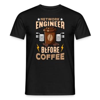 Network Engineer Before Networking Coffee Lover - Men's T-Shirt - black - Front - AI Model Male 178 light (178cm)