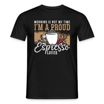 Amateur d’espresso Le matin n’est pas mon heure Amateur de café - T-shirt homme - noir - Devant - AI Model Male 178 light (178cm)