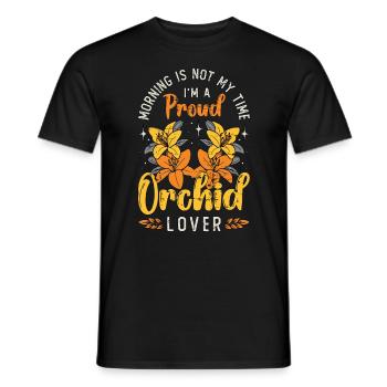 Amateur d’orchidées Le matin n’est pas mon heure Horticulture - T-shirt homme - noir - Devant - AI Model Male 178 light (178cm)