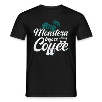 Monster Lover Monstera Before Garden Coffee Lover - Men's T-Shirt - black - Front - AI Model Male 178 light (178cm)