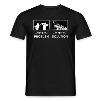 Tondeuse Mon problème Ma solution Pictogramme Papa Maman - T-shirt homme - noir - Devant - AI Model Male 178 light (178cm)