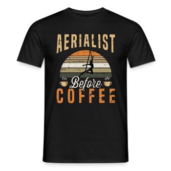 Aerialist Before Coffee Aerial Arts Coffee Lover - Men's T-Shirt - black - Front - AI Model Male 178 light (178cm)