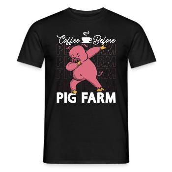 Pig Farmer Coffee Before Pig Owner Coffee Lover - Men's T-Shirt - black - Front - AI Model Male 178 light (178cm)