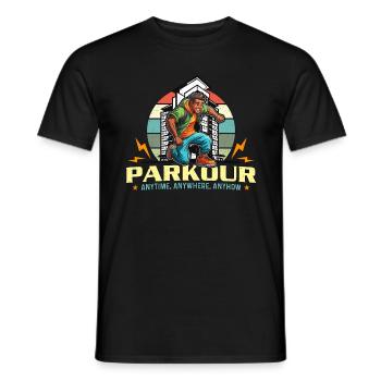 Parkour Anytime Anywhere Freerunning Parkour Lover - Men's T-Shirt - black - Front - AI Model Male 178 light (178cm)