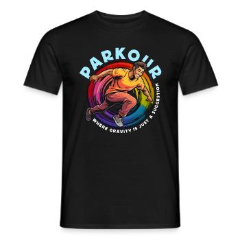 Parkour : Là où la gravité est le freerunning Amateur de parkour - T-shirt homme - noir - Devant - AI Model Male 178 light (178cm)